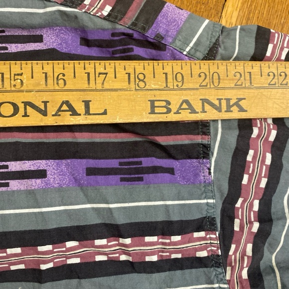 MILLER STOCKMAN Vtg 90s Purple Aztec Southwest Aztec Lind Sleeve Shirt Men's M - Picture 11 of 14